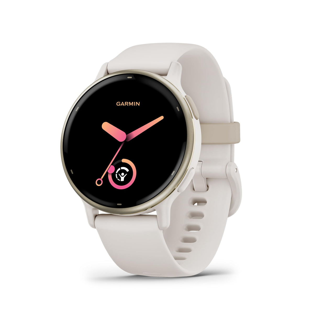 Garmin vívoactive 5 front view with AMOLED display showing fitness data benefit: clear readings