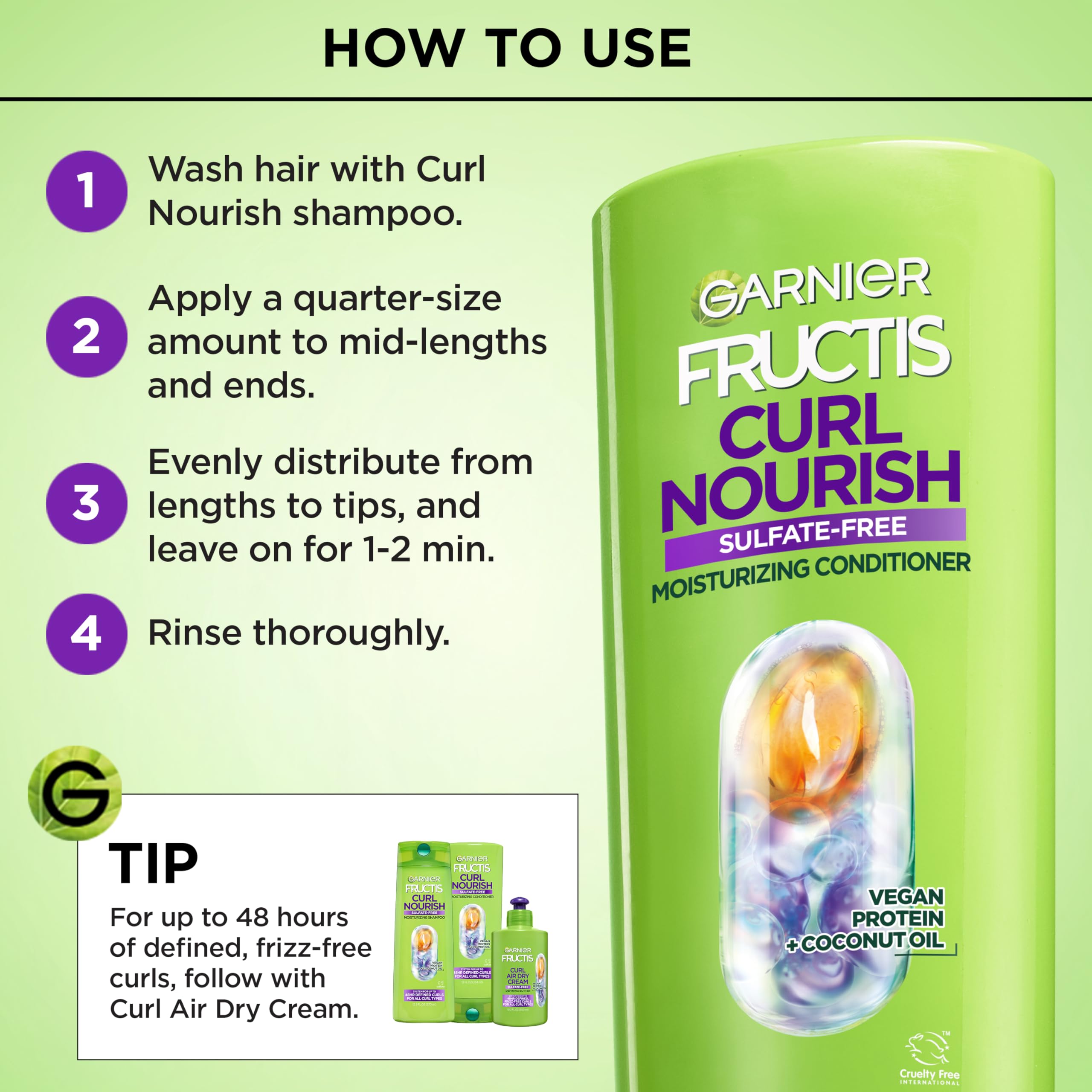 Garnier Fructis antes y después muestra rizos más definidos y menos frizz