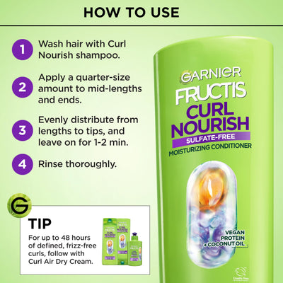 Garnier Fructis antes y después muestra rizos más definidos y menos frizz