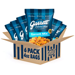 Garrett Popcorn Shops paquete frontal mostrando diseño y tamaño práctico para llevar