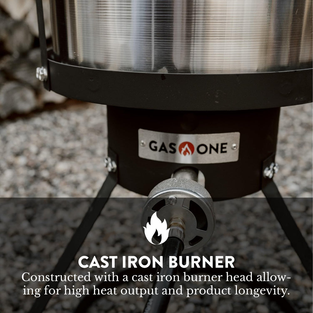 Gas One steel braided hose and regulator connection for safe gas flow