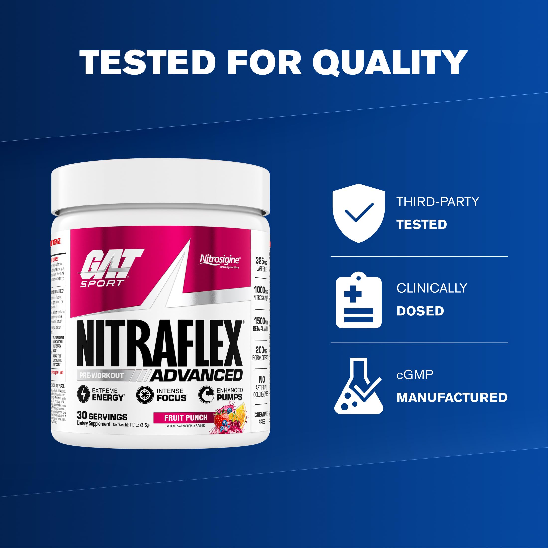 GAT SPORT etiqueta con lista de ingredientes para transparencia y confianza