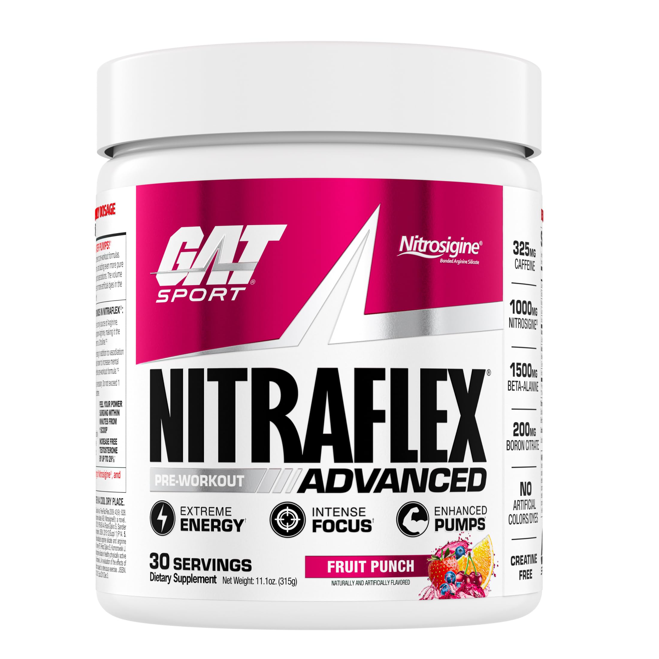 GAT SPORT bote fronto con etiqueta clara y beneficio energía
