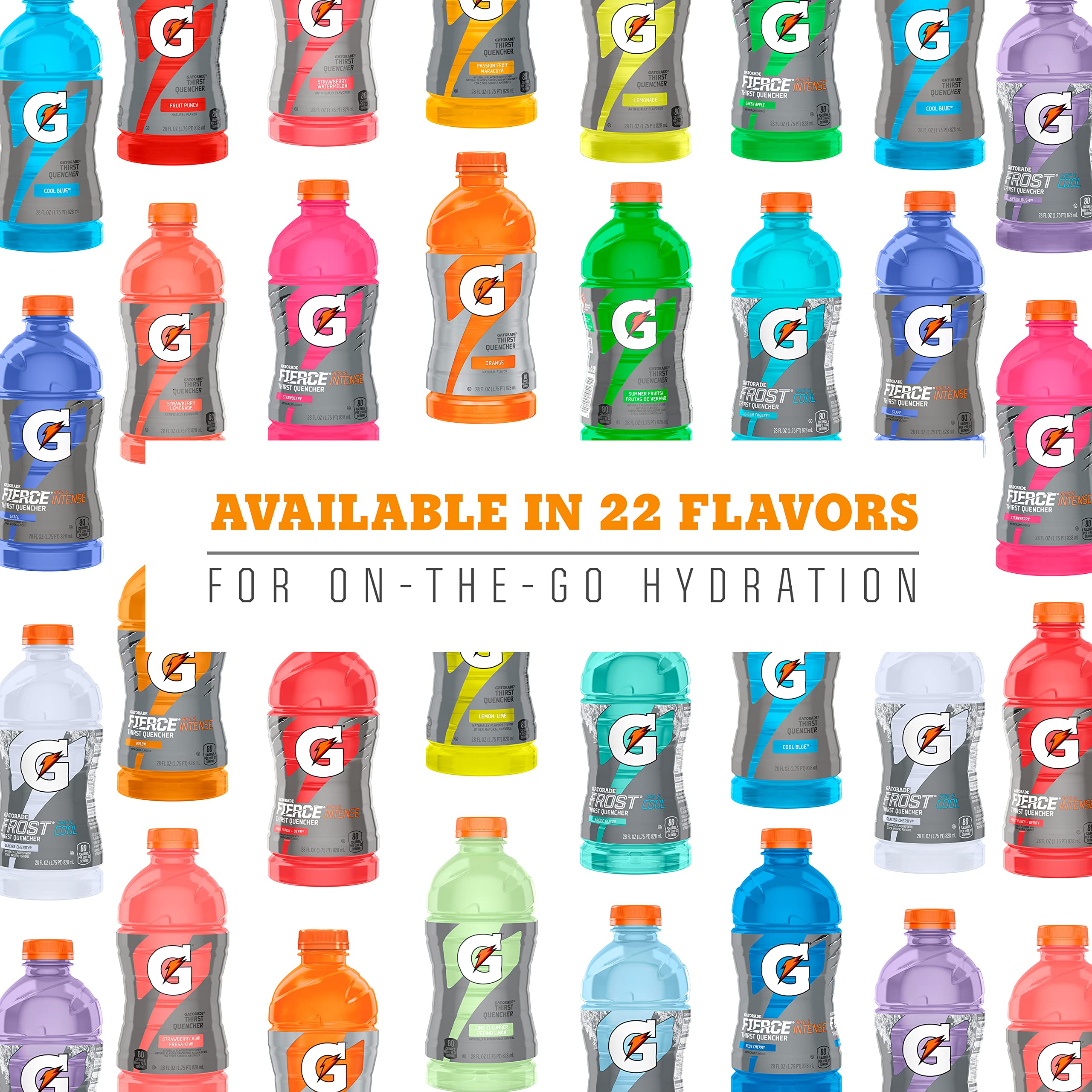 Gatorade botella sostenida en mano para comparar tamaño y transporte fácil