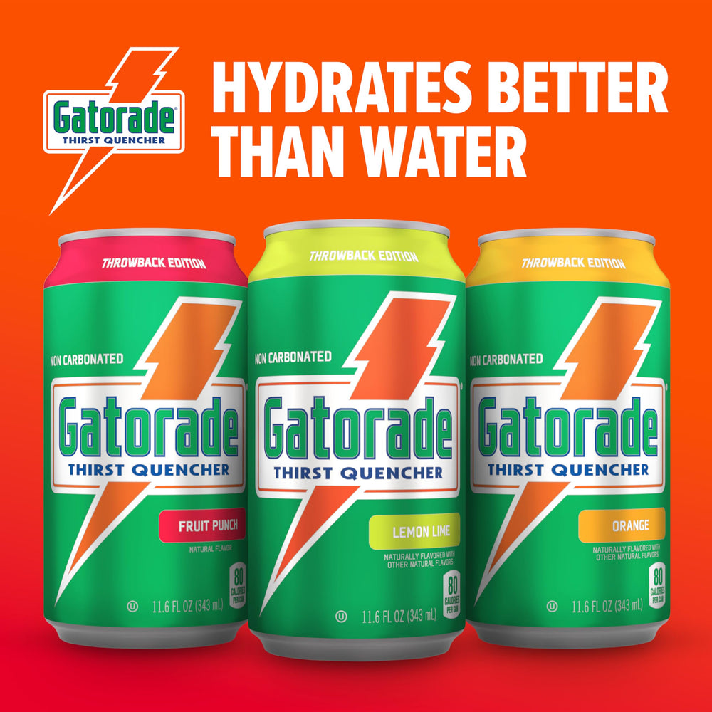 Gatorade lata junto a botella para comparar tamaño y capacidad
