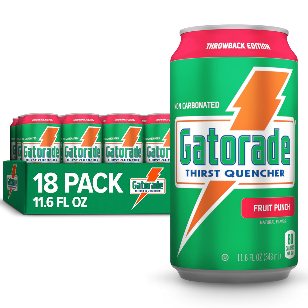 Gatorade pack frontal mostrando 18 latas listo para almacenamiento