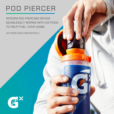 Gatorade comparación de tamaño 30 oz junto a objetos cotidianos para escala