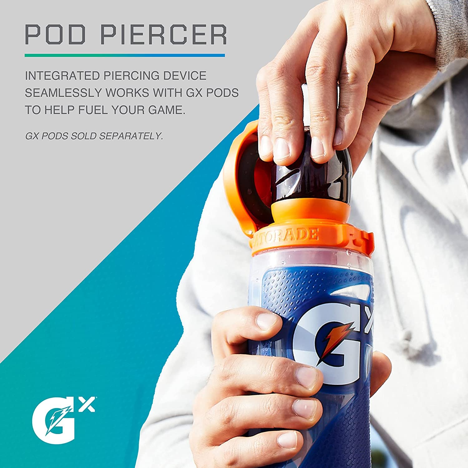 Gatorade comparación de tamaño 30 oz junto a objetos para referencia visual