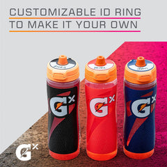 Gatorade botella en uso durante entrenamiento demostrando fácil acceso al beber