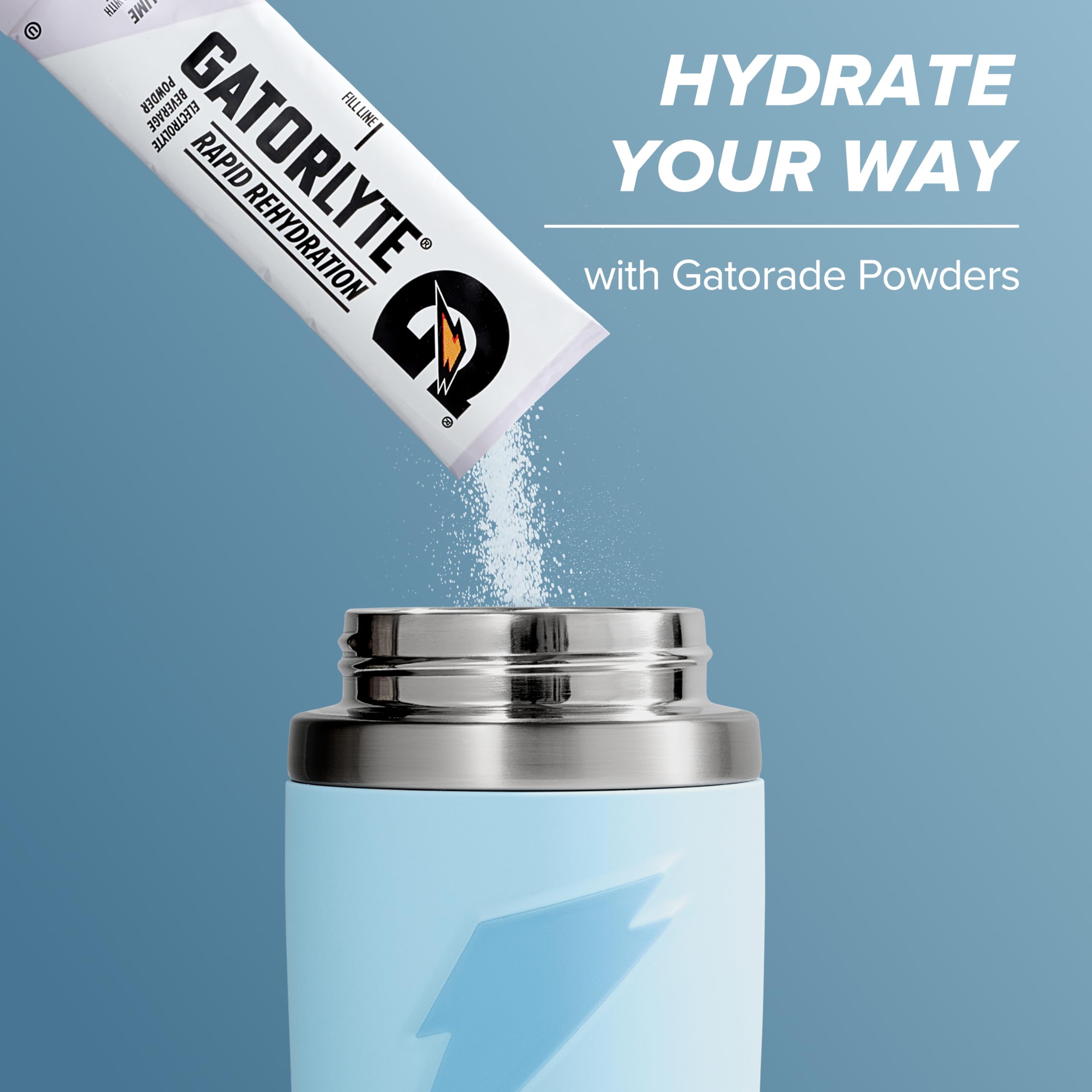 Gatorade comparación de tamaño frente a una botella estándar para referencia de capacidad