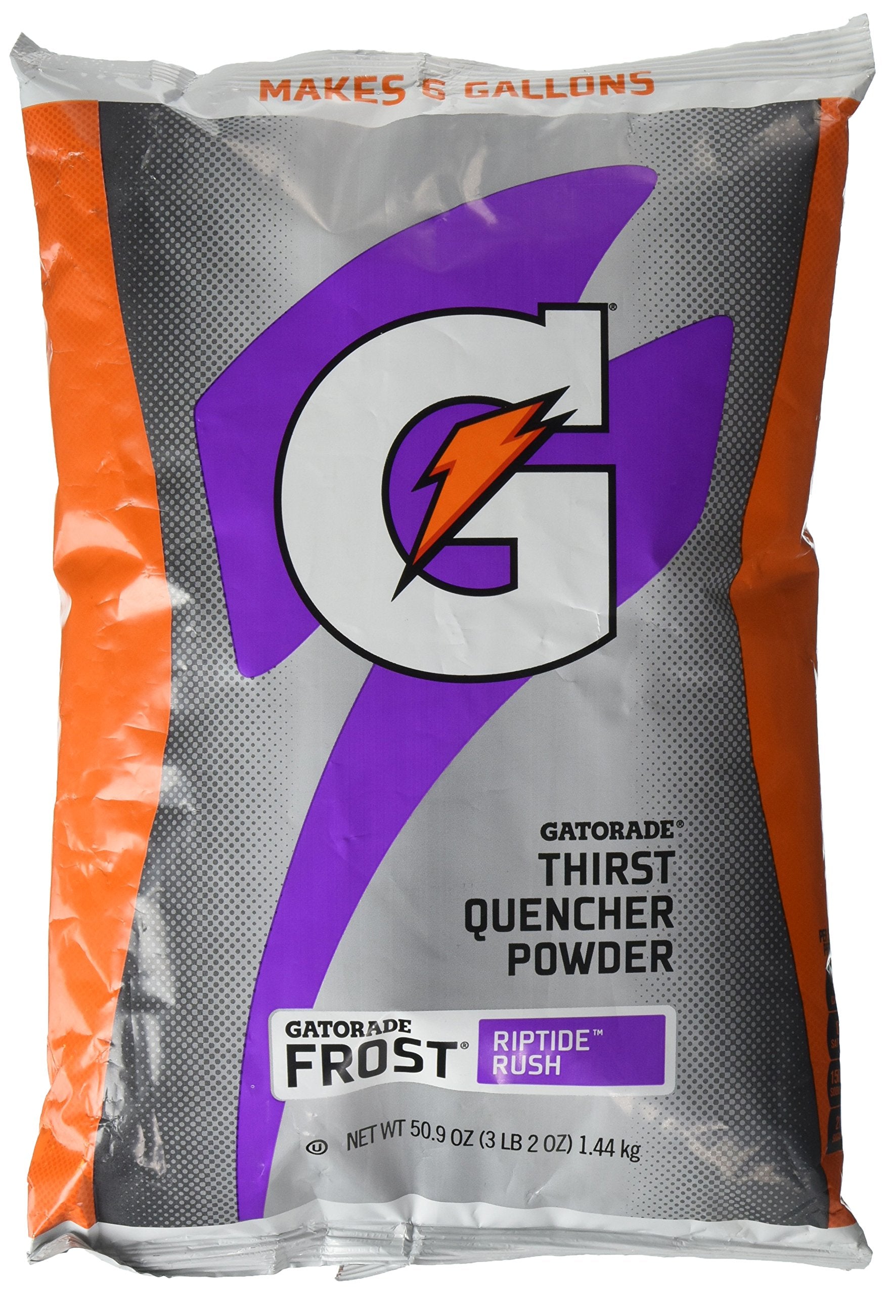 Gatorade Purple Frost front of bag showing label and size, clear ingredient visibility and convenience