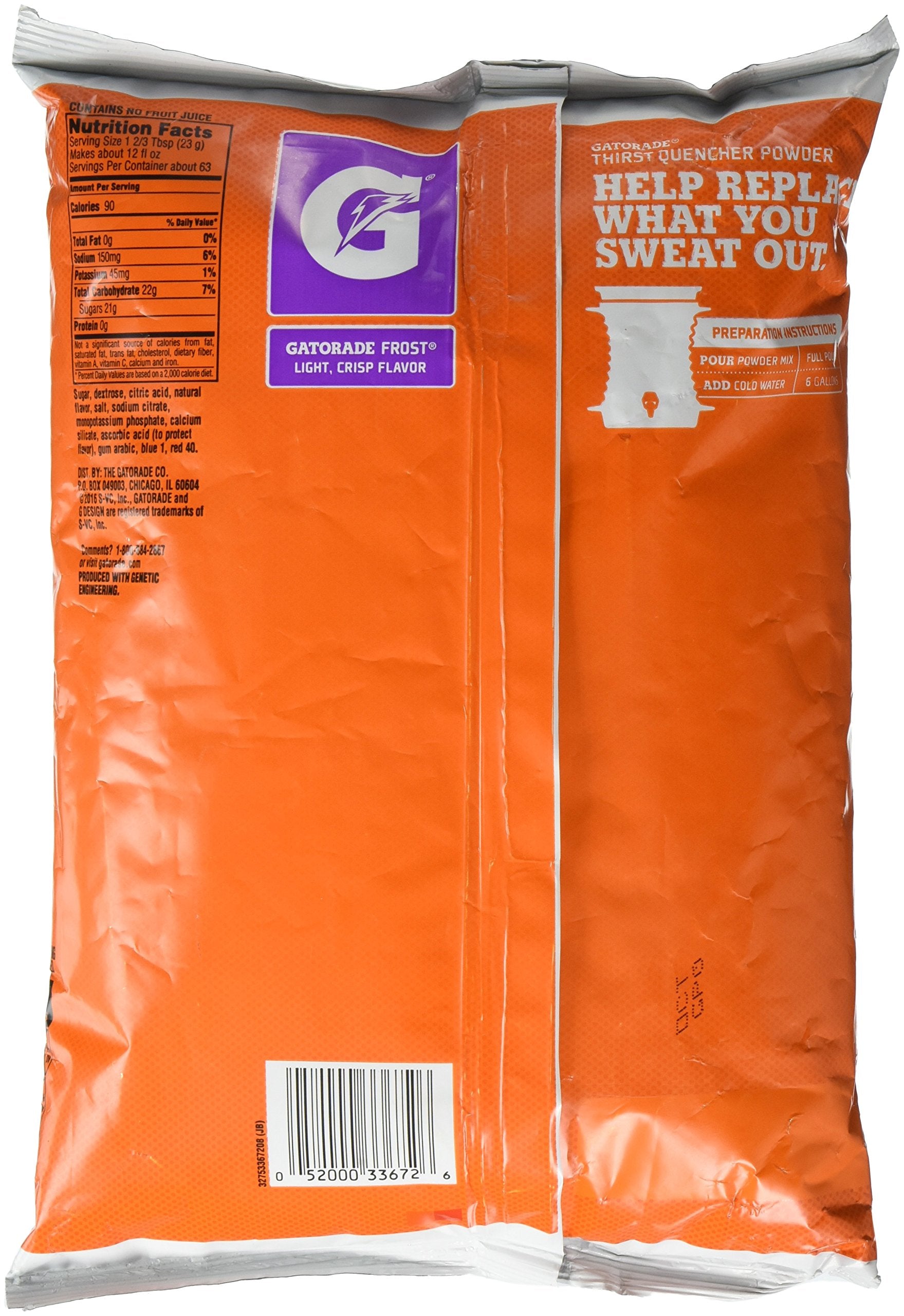 Gatorade Purple Frost powder poured beside mixed drink, demonstrating quick mixability and thirst relief