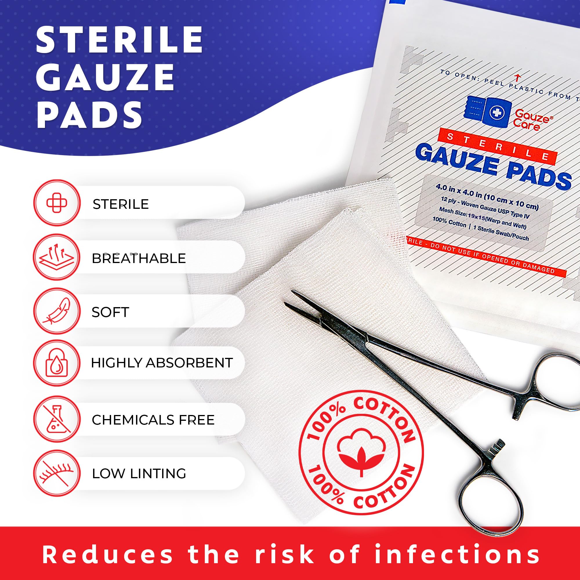 Gauze Care detalle del tejido 12 capas mostrando textura absorbente y mayor resistencia