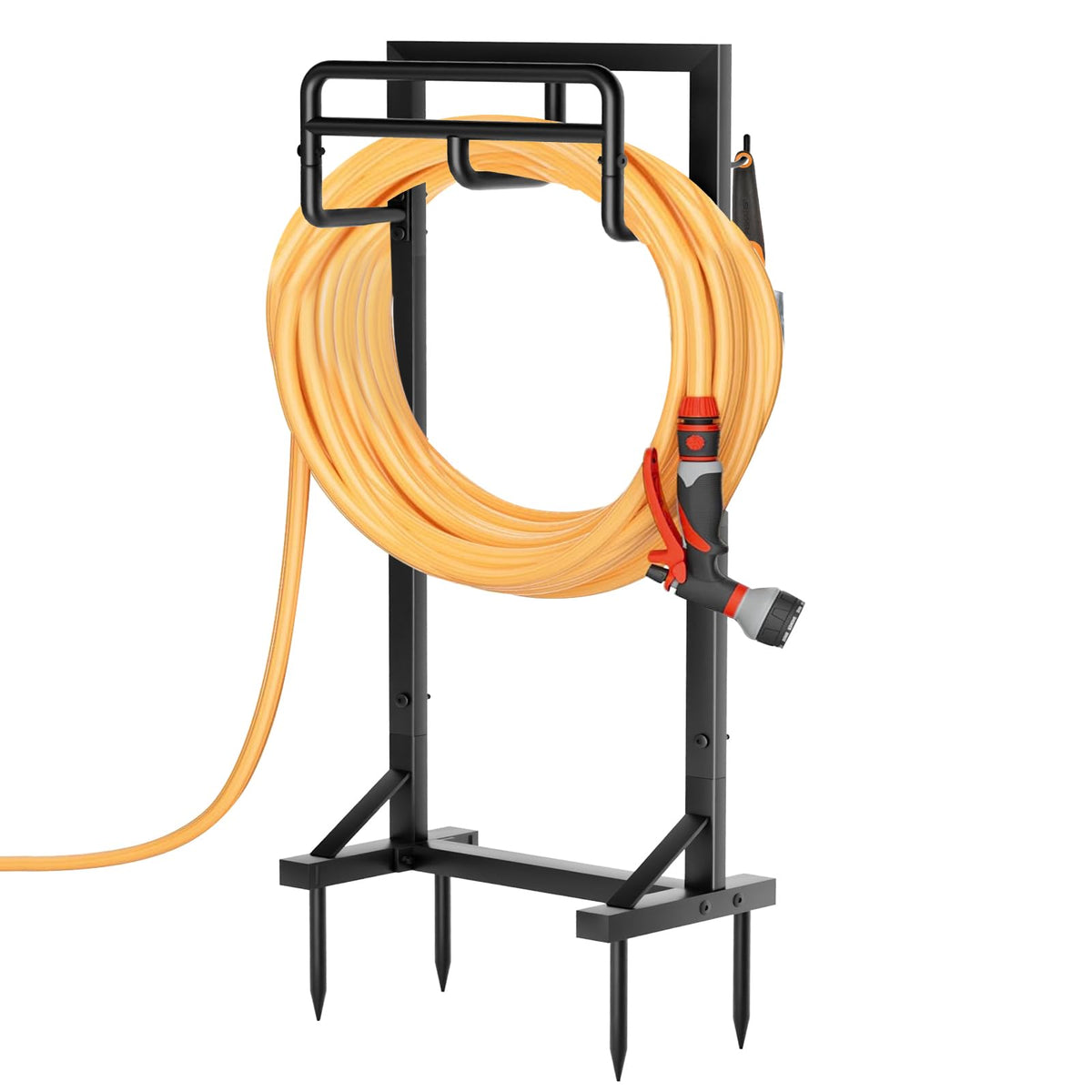 GAVISCITY front view of assembled hose holder showing sturdy storage