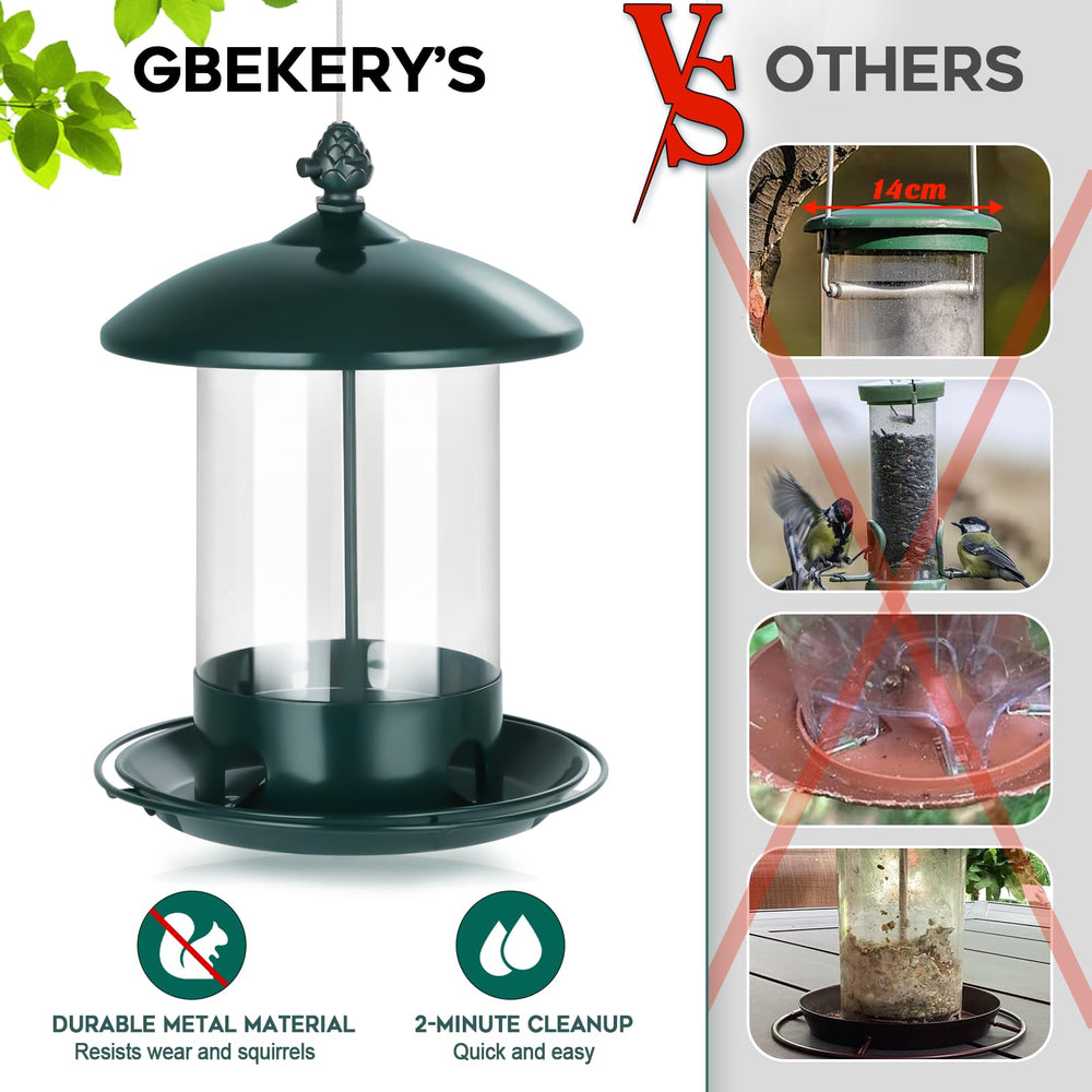 Gbekery bandeja 360° con aves alimentándose simultáneamente
