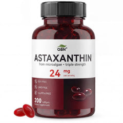 GBN paquete frontal mostrando astaxantina 24 mg y beneficio antioxidante