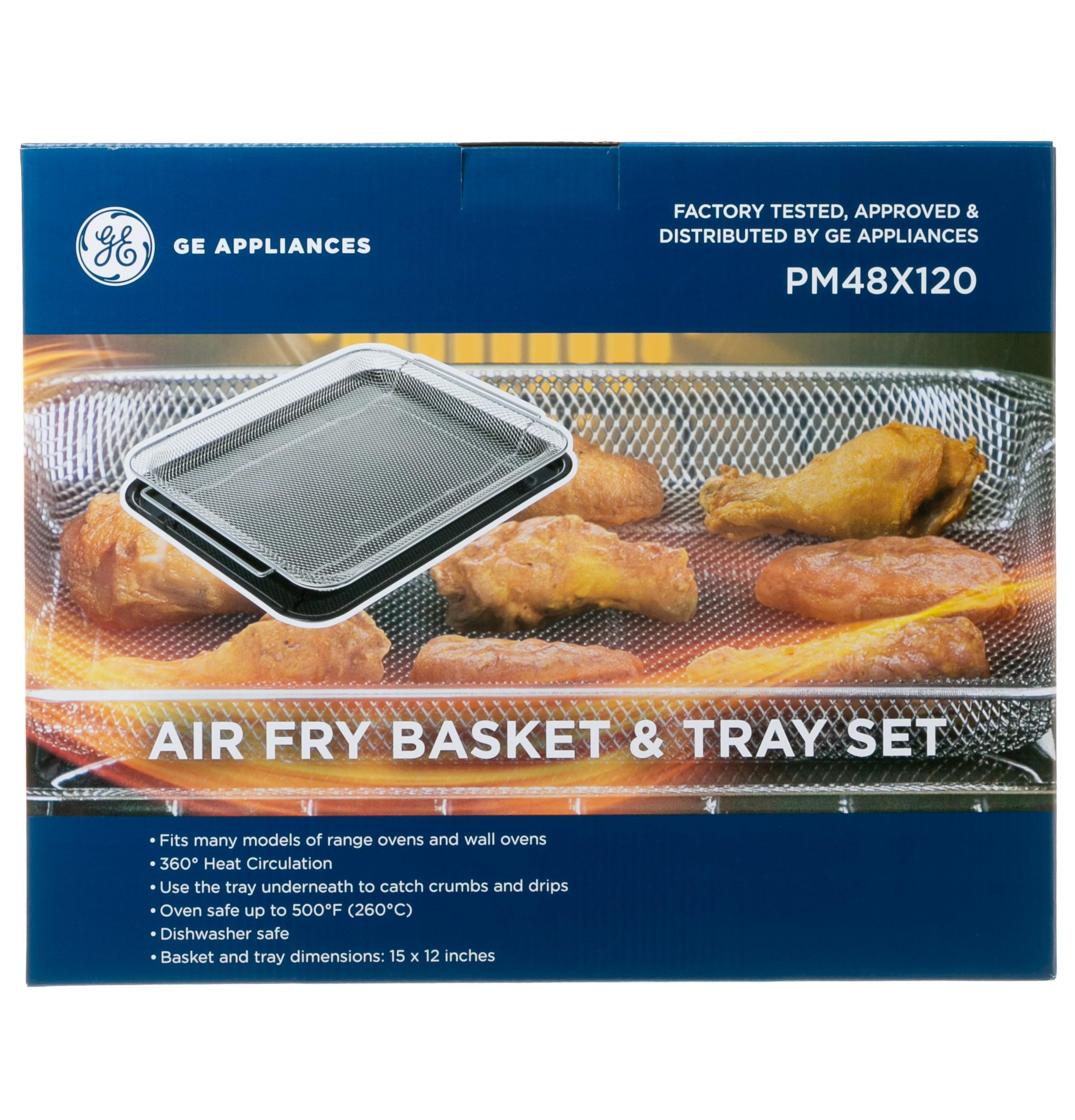 GE tray detail capturing crumb catcher design to reduce oven mess