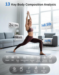 Persona pesándose en GE con sincronización Bluetooth y resultados inmediatos