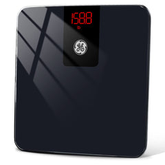 GE báscula frontal mostrando plataforma amplia y diseño elegante