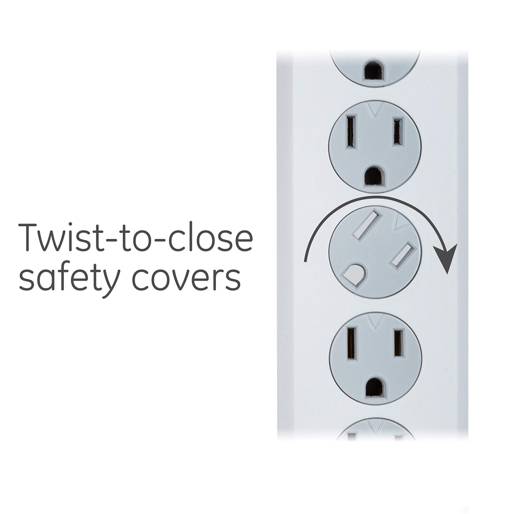 GE keyhole mounting slots for secure wall or desk installation