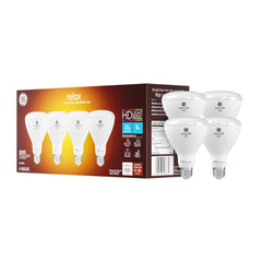 GE Relax bombilla BR30 frontal mostrando forma y difusor, mejora visual de la estancia