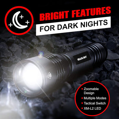 GearLight focused beam illuminating distant object for long-range sight
