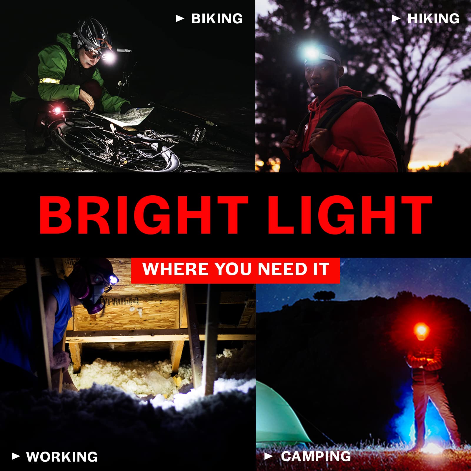 GearLight frontal resistiendo salpicaduras para uso bajo lluvia