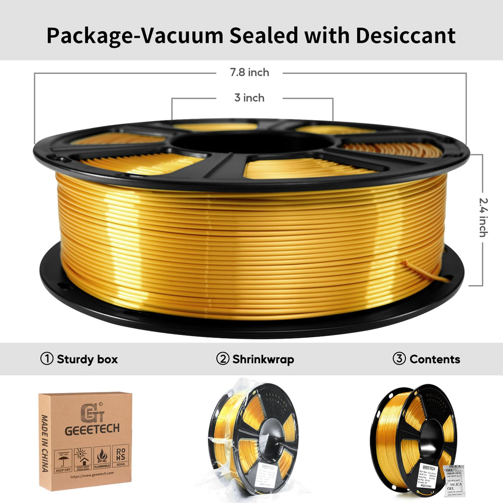 Geeetech embalaje al vacío con desecante preservando filamento seco