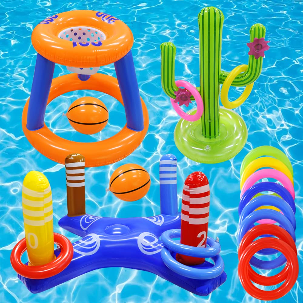 GEMLE aro de baloncesto inflable, diversión grupal en piscina