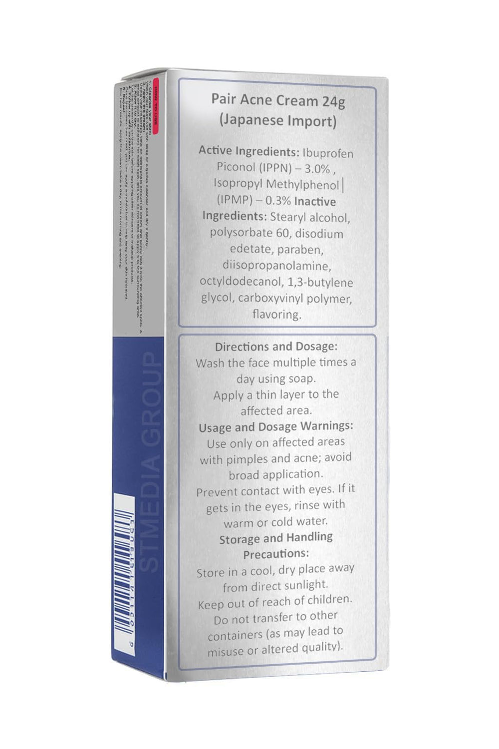Generic Pair Acne Cream aplicación puntual sobre el rostro ilustrando uso localizado y efecto calmante
