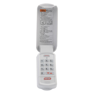 Genie keypad front view showing model GK-R and clear PIN layout for secure access