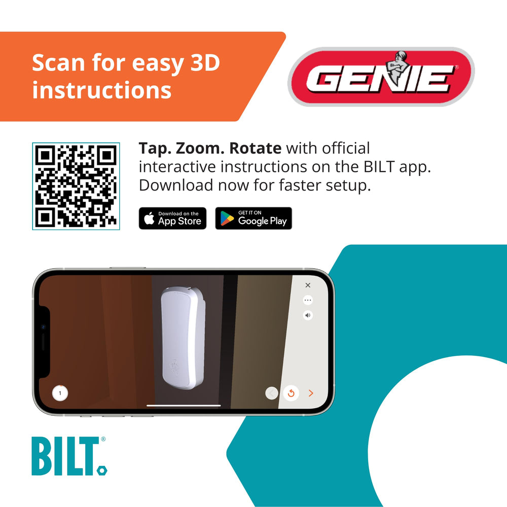 Genie keypad in garage lifestyle scene enabling keyless entry for homeowners