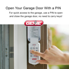 Genie keypad mounted beside garage door for simple wall installation benefit