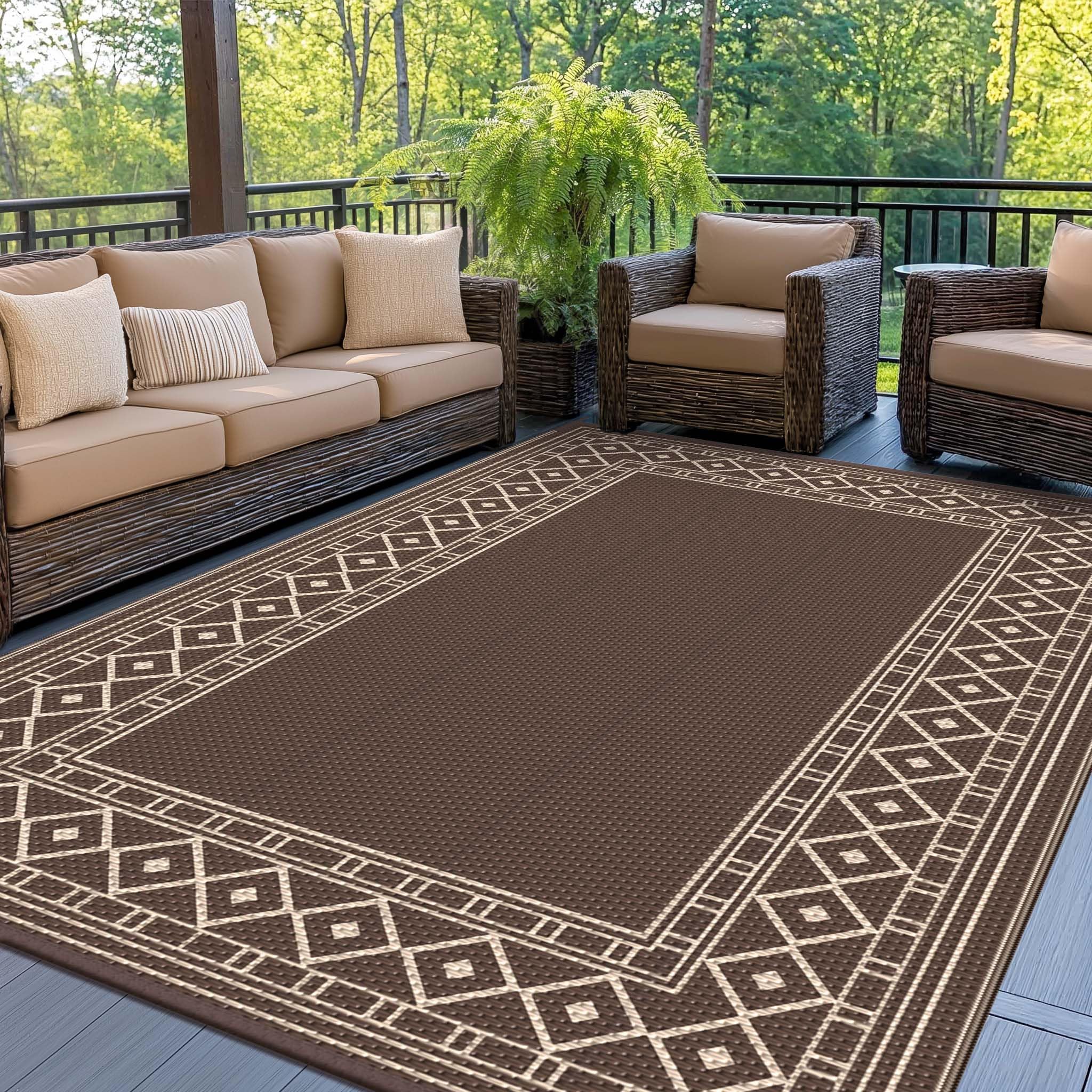 GENIMO alfombra exterior frontal mostrando diseño geométrico y estilo