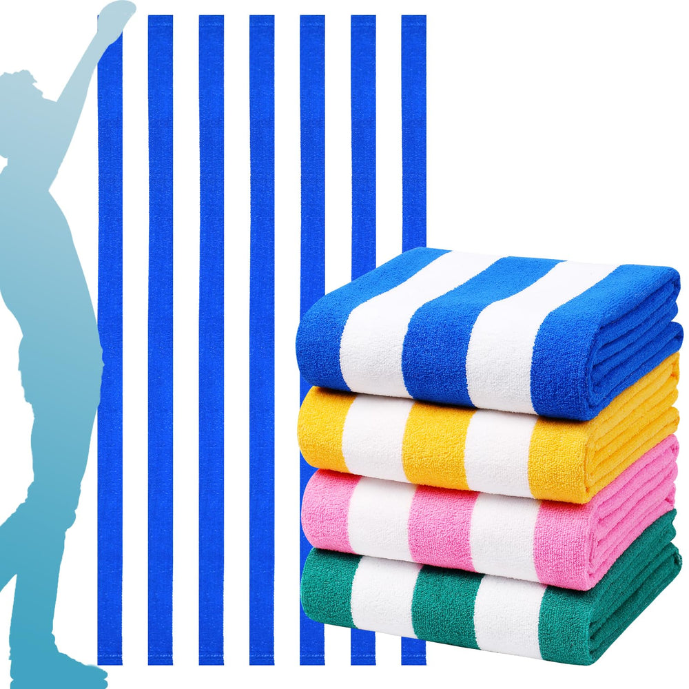 Genovega toallas pack frontal mostrando colores rayas y portabilidad