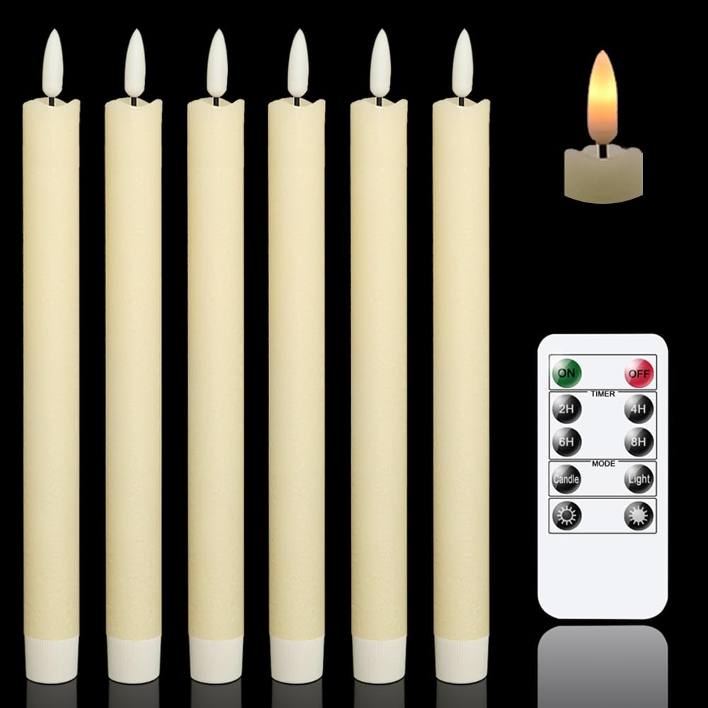 GenSwin pack frontal de seis velas taper marfil para ambiente seguro