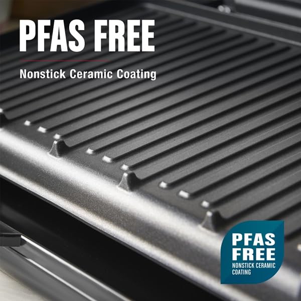 George Foreman ceramic plate close-up highlighting nonstick surface for easy food release