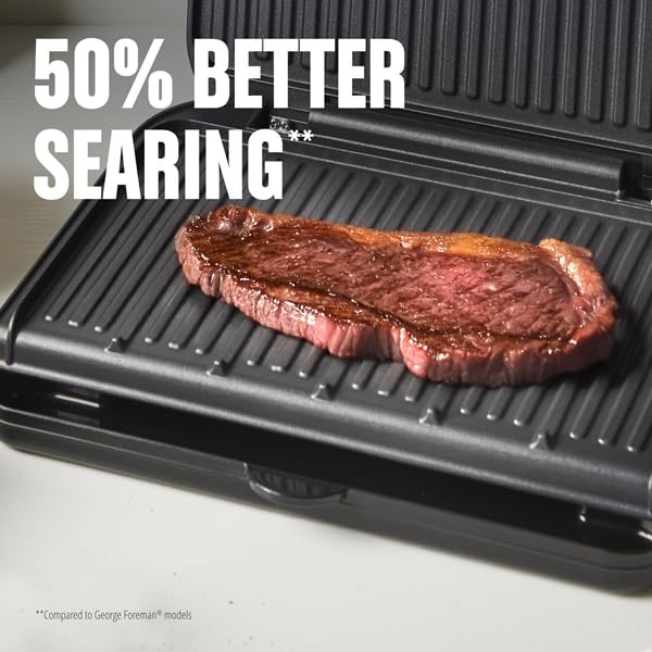 George Foreman grill stored vertically to save kitchen space and keep counters uncluttered