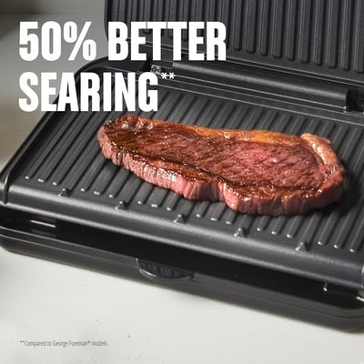 George Foreman grill stored vertically to save kitchen space and keep counters uncluttered