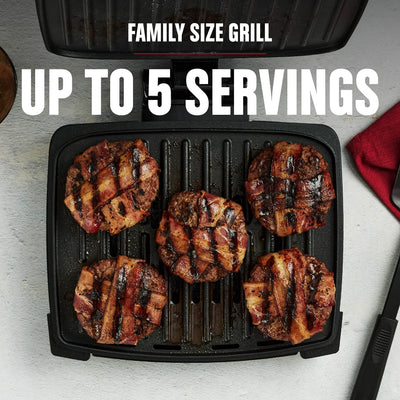 George Foreman removable drip tray detail collecting grease for simpler cleanup