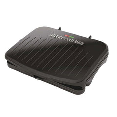George Foreman front view of family grill showing compact design and fast heating benefit