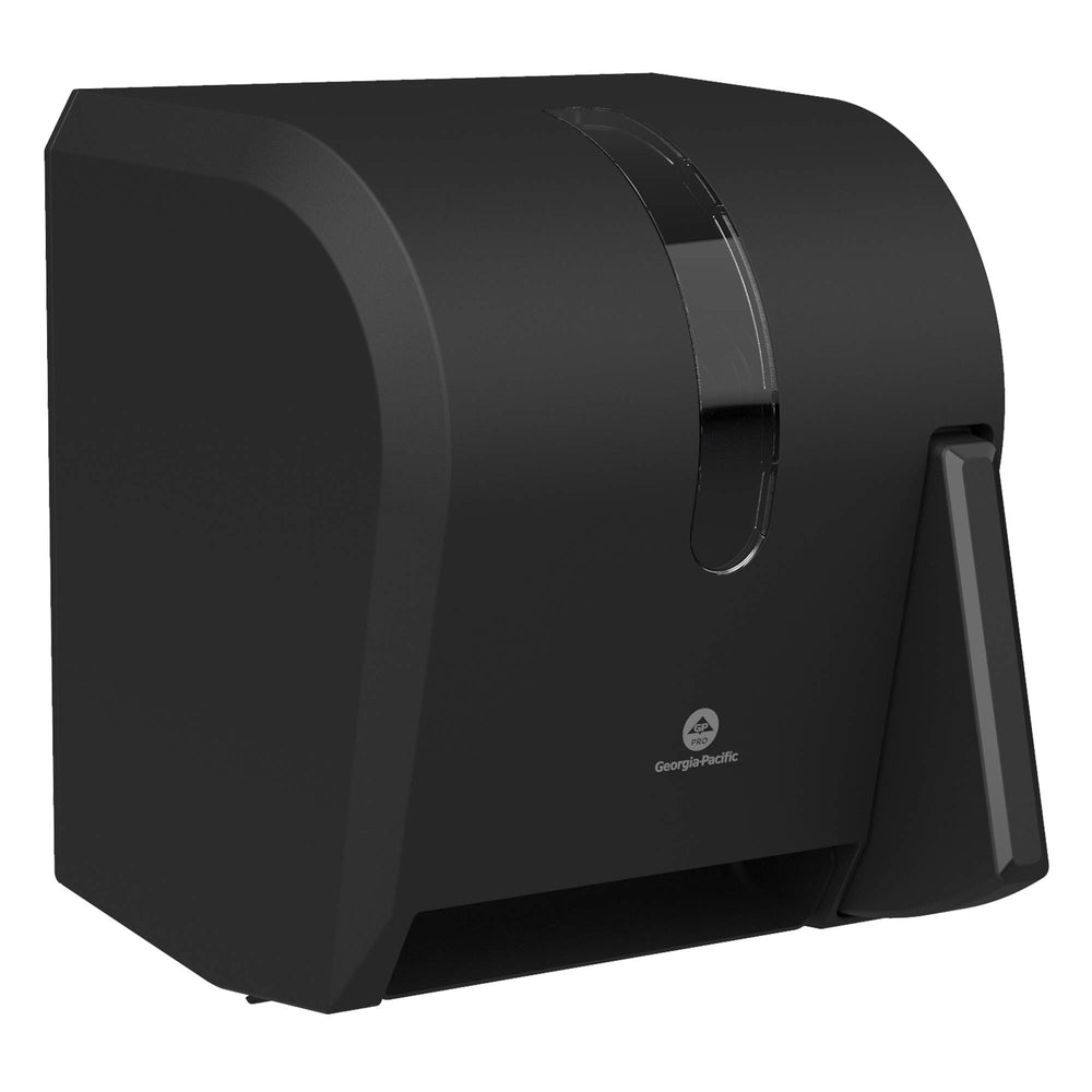 Georgia‑Pacific vista frontal del dispensador negro para montaje en pared, apariencia profesional