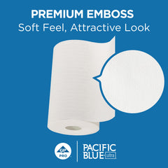 Georgia-Pacific Pacific Blue Ultra embossed roll close-up highlighting absorbency