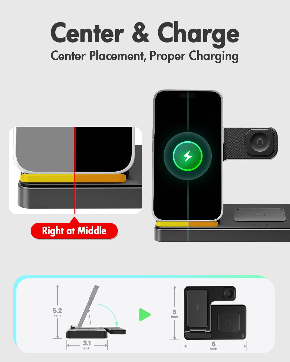 GETPALS cargando un Apple Watch con soporte seguro y estable