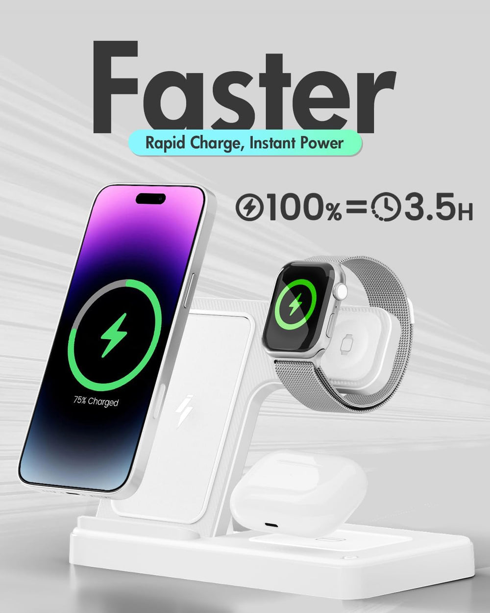 GETPALS cargando un Apple Watch con su soporte magnético seguro