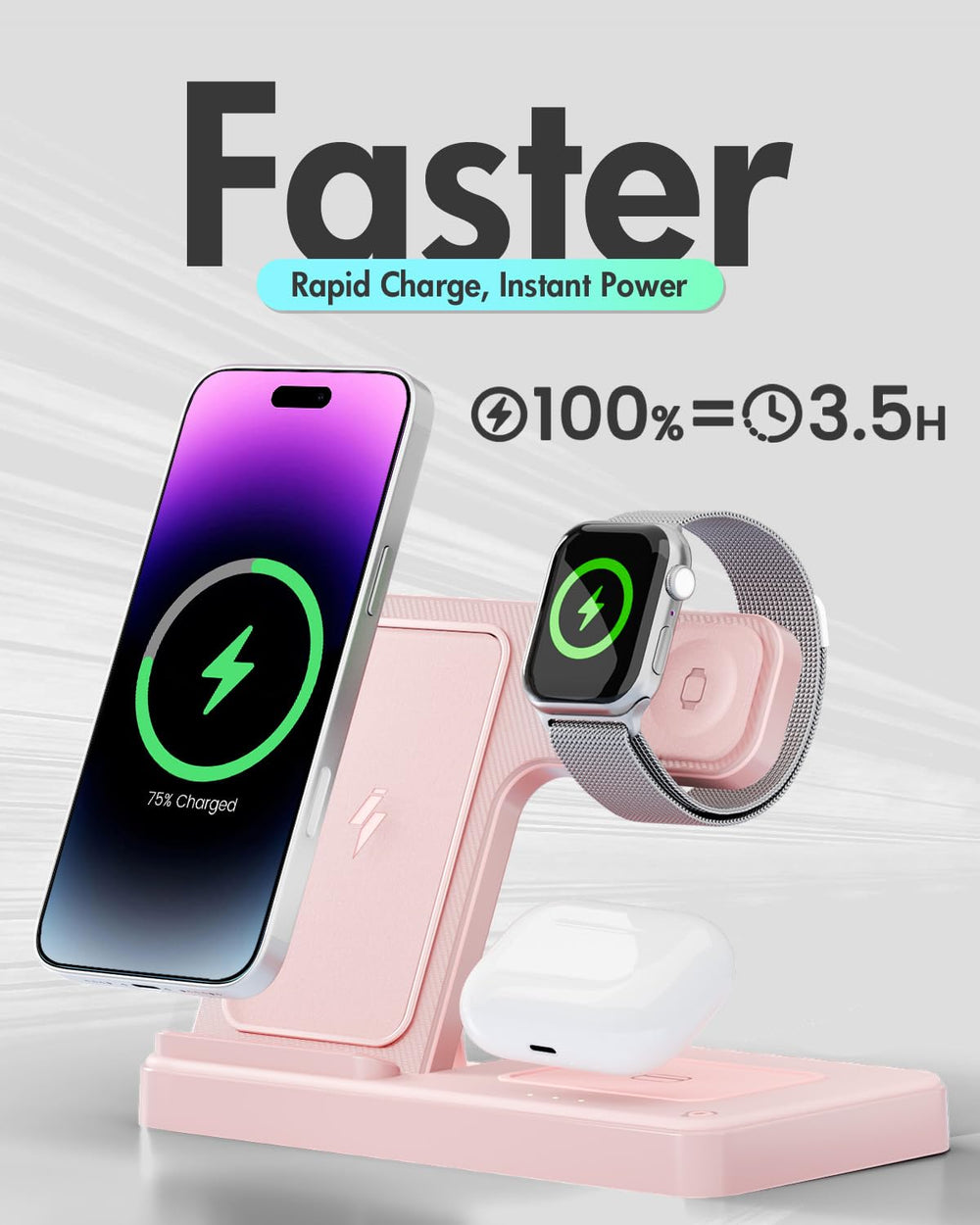GETPALS comparación de tamaño junto a un smartphone y reloj