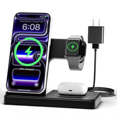 GETPALS estación frontal mostrando ranuras para iPhone, reloj y AirPods