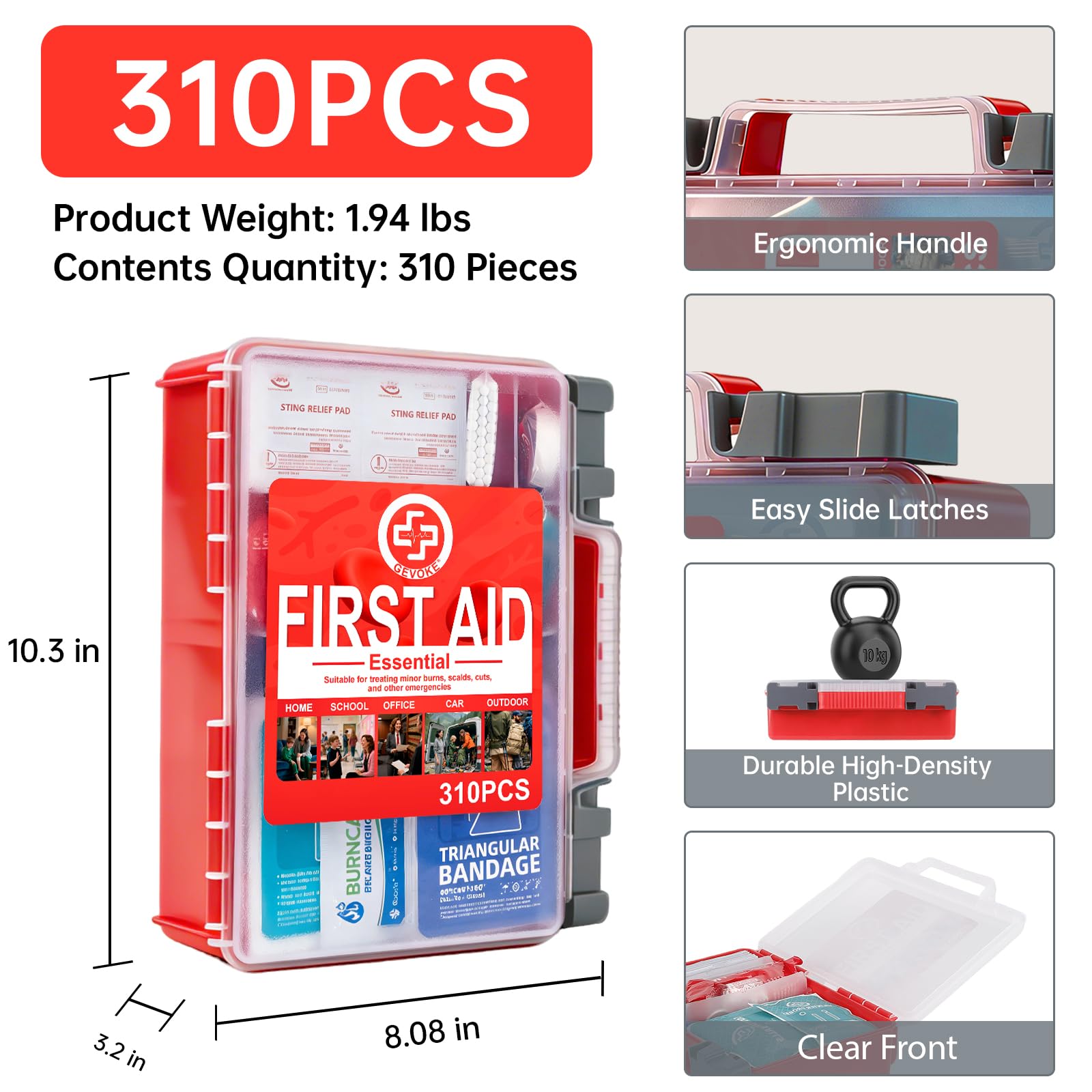 Gevoke interior organizado con compartimentos para acceso rápido