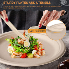 Gezond cornstarch utensils detail showing fork knife spoon strength and grip