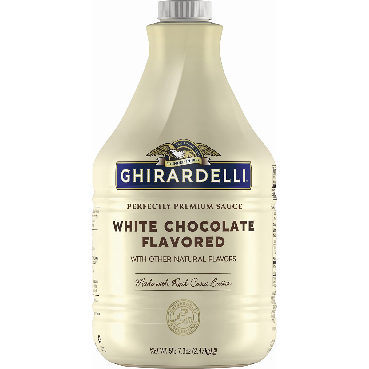Envase Ghirardelli frente mostrando etiqueta y tamaño para uso profesional